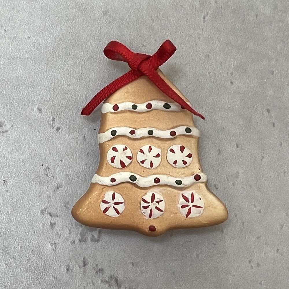 Russ Fridge Magnet Christmas Gingerbread Bell with‎ Peppermints and Ribbon